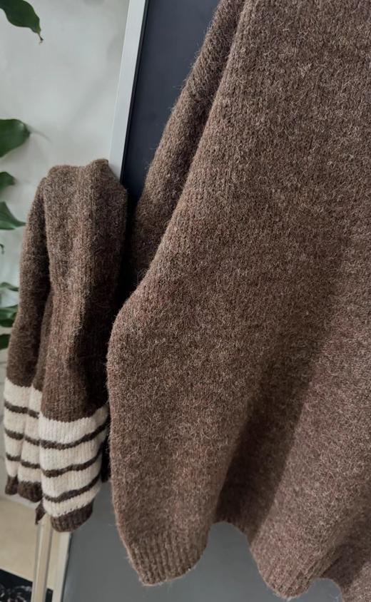 F011627撞色条纹设计感套头毛衣女2026春秋冬款宽松慵懒风针织衫 商品图13