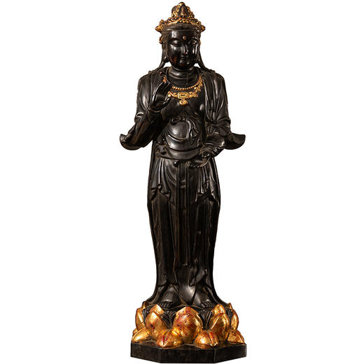 清	紫檀金漆观音像 商品图5