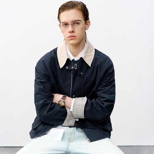714street美式复古巴恩风猎装夹克2026春季宽松翻领工装外套男款 商品图2