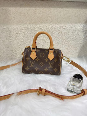 LV speedy nano 老花 斜挎包