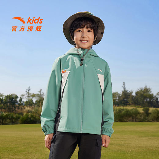 安踏儿童丝光绒上衣春新款男大童防风外套中大童风衣352516611 商品图0
