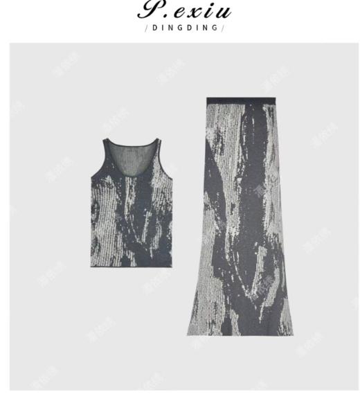 04-3潘依绣丁丁宠粉新款美式高级针织两件套套装Q8546 商品图0