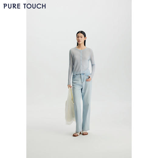 商场同款PURE TOUCH女装26春夏新款针织开衫圆领镂空外搭罩衫 商品图3