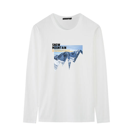 GXG男装【100%棉】25春季圆领简约百搭舒适男式休闲长袖T恤K&C 商品图2