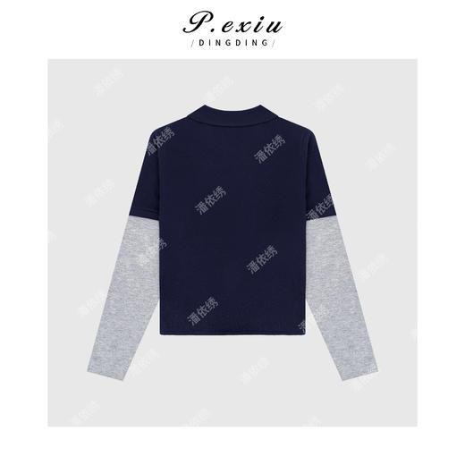 04-2潘依绣丁丁宠粉100%绵羊毛假两件拼接小众设计针织上衣Q53201 商品图2
