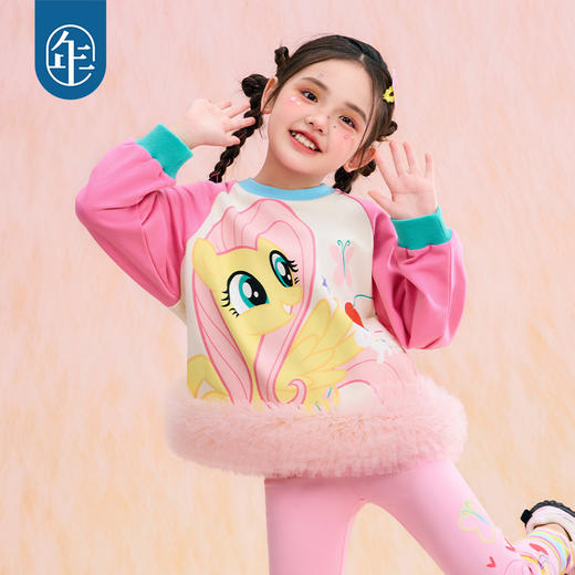 小马宝莉联名年衣童装卫衣春季新款女童小马宝莉春季拼接花边卫衣N1261008A06 商品图7
