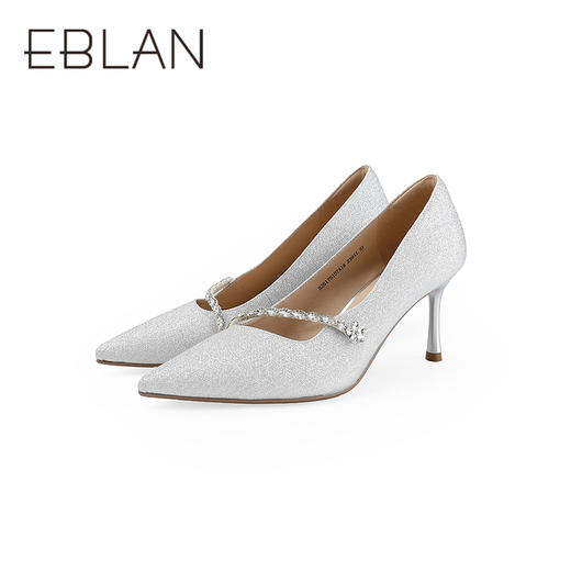 【上新】伊伴2026春季甜美闪钻饰扣尖头气场高跟鞋B26175107 商品图4