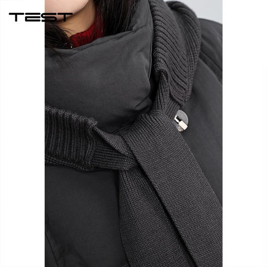 冬上新深灰色中长款针织围脖加厚保暖羽绒服2254221 商品图2