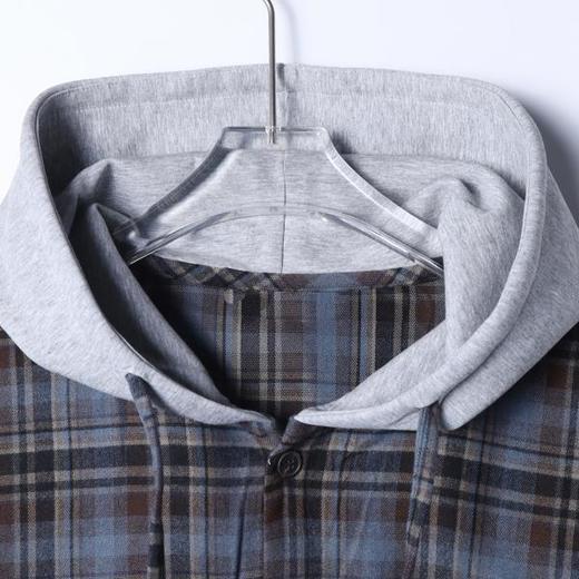 SDSA男士秋冬新款痞帅男装时尚韩版复古拼接格子连帽衬衫百搭休闲 商品图1