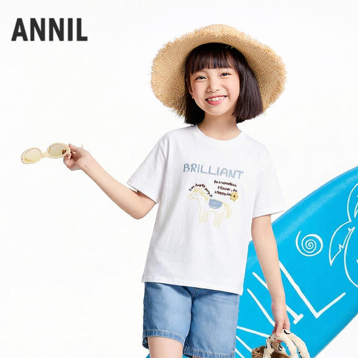 女童圆领短袖针织衫夏季新款安奈儿童装EG621725 商品图2