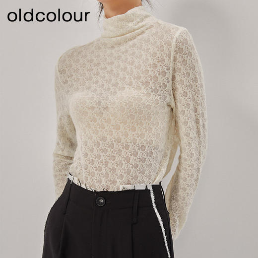 oldcolour冬新款高领蕾丝洋气内搭气质针织衫上衣女O41023175 商品图1