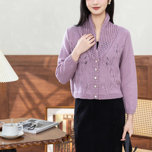 苏苏姐家紫亦青果领开衫手工diy棒针毛衣编织羊毛线毛线团材料包 商品图2