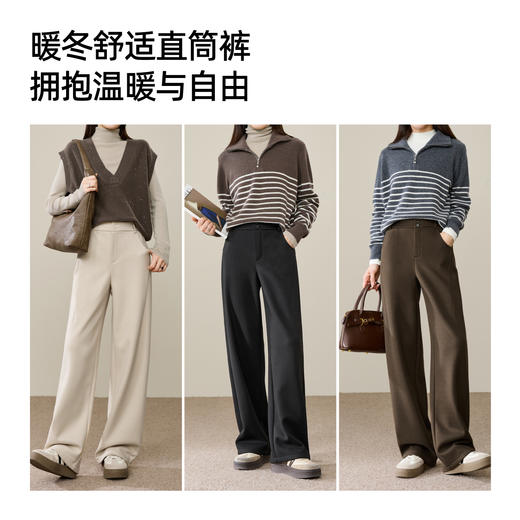 【仿毛呢-厚绒-西装直筒裤】逸阳冬新品奥粒绒慵懒松弛通勤西装窄版阔腿裤8620 商品图6