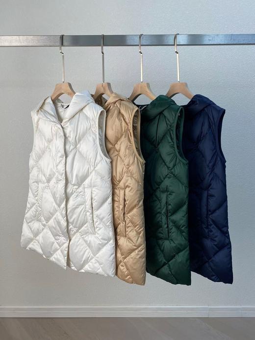 清仓特价不退换！连帽菱形格连帽羽绒马甲！ 商品图0