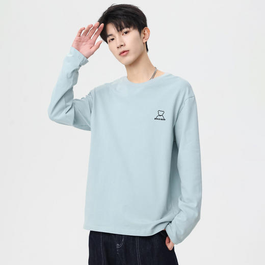 GXG男装【胸口小熊】春季简约时尚百搭情侣款圆领长袖T恤K&C 商品图9