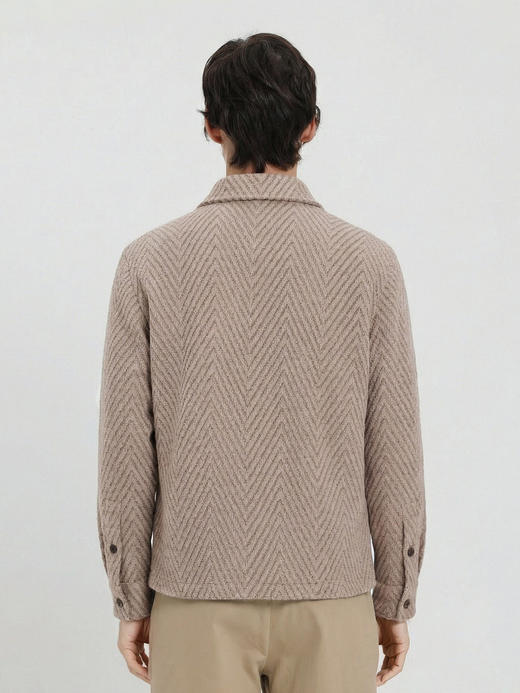 callisto卡其羊毛混纺翻领人字纹外套 商品图4