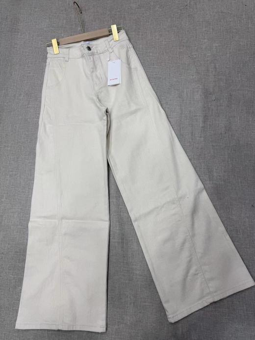 F011633新款浅色米色休闲直筒裤高腰棉牛仔裤 商品图8