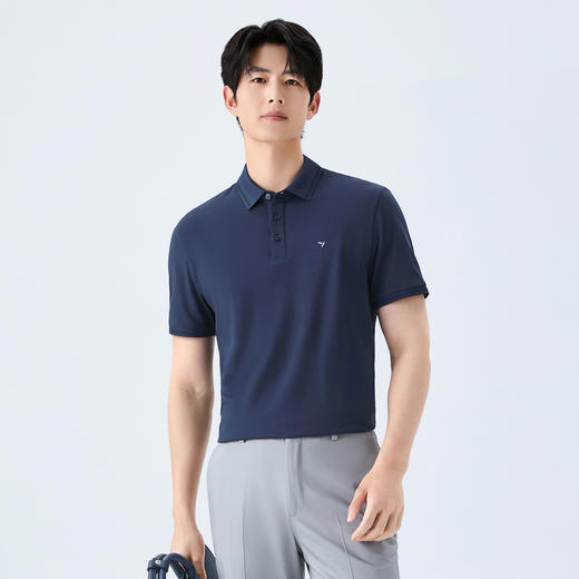 【10A抗菌2A防螨/不变形领】柒牌男装2026春夏提花透气短袖POLO衫130T70170 商品图1