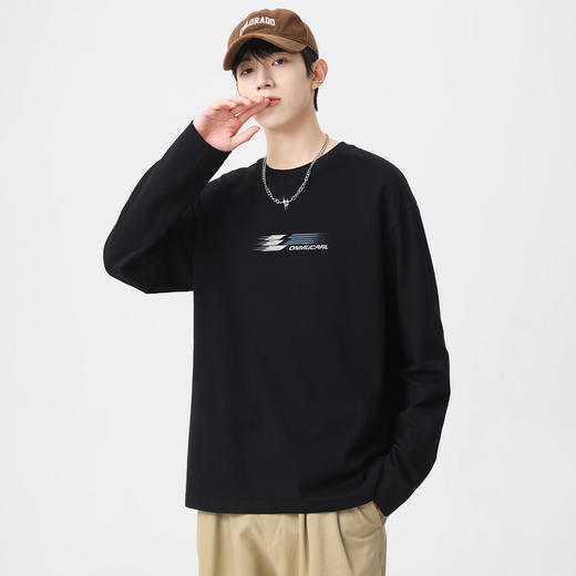 GXG男装【100%棉】春季时尚重影印花户外休闲圆领男式长袖T恤K&C 商品图1