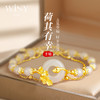 Winy S925 银镀金莲语平安扣手链 天然和田玉双层叠戴手饰 带证书国风送礼 商品缩略图3