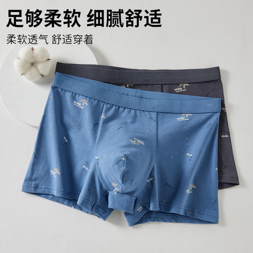 男士弹力棉精梳棉长绒棉印花包头平角内裤四角裤2519 商品图2