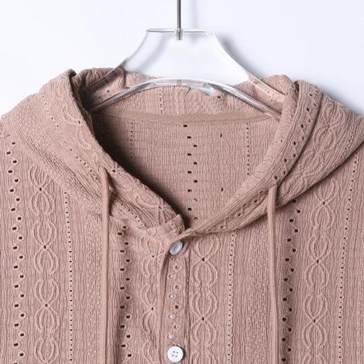 2627SDSA男士秋冬新款痞帅男装简约时尚纯色刺绣纽扣连帽衬衫百搭休闲 商品图2