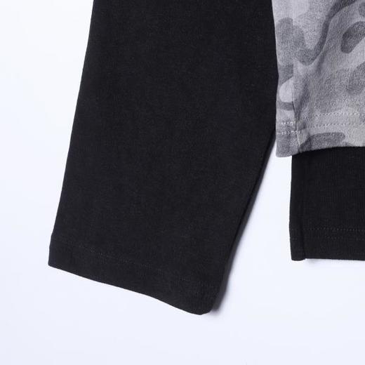 26004SDSA秋冬新款痞帅男装潮牌拼接迷彩设计假两件圆领长袖T恤百搭 商品图4