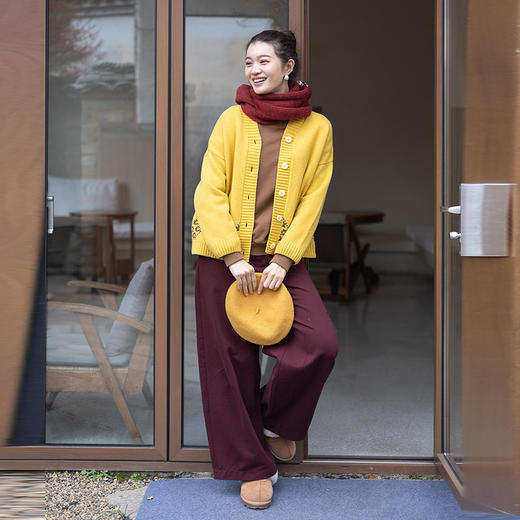 绽放073朵/纯羊毛添福提花开衫·100羊毛提花短款开衫毛衣外套女 商品图2