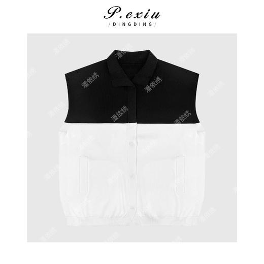 04-3潘依绣丁丁宠粉复古时髦拼接撞色半高领无袖针织马甲Q59481 商品图0