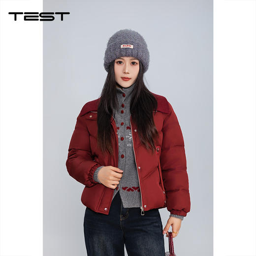 冬上新安可拉红短款棉衣加厚保暖小个子棉服2254220 商品图0