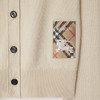 【一】BURBERRY 巴宝莉 女士格纹马术骑士标签羊毛针织开衫 米色 8102690 A4186 商品缩略图1
