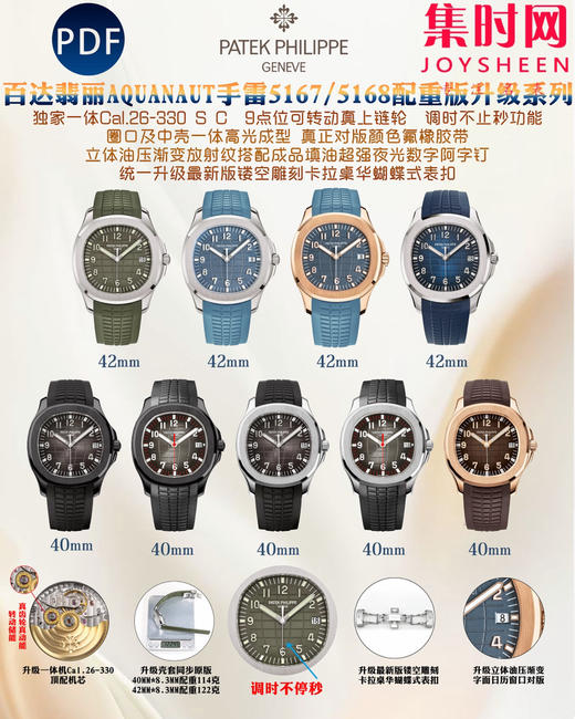 PP百达翡丽 AQUANAUT手雷5167 手雷5168系列 PDF配重版手雷 男士腕表 商品图9