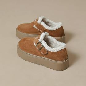 【小个子厚底加绒勃肯雪地靴】增高保暖棉鞋毛毛博肯单鞋女