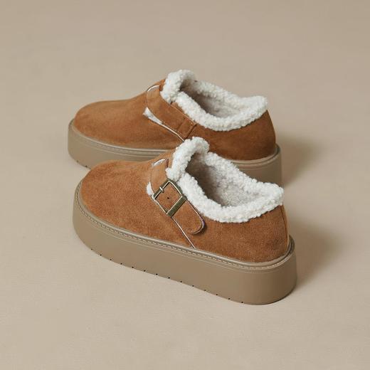 【小个子厚底加绒勃肯雪地靴】增高保暖棉鞋毛毛博肯单鞋女 商品图0