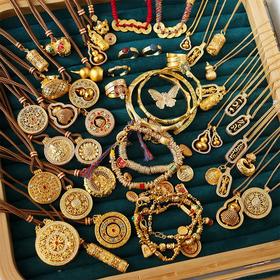 【新年配饰】新中式沙金葫芦罗盘项链轻奢高级感复古精致百搭气质长款毛衣链女