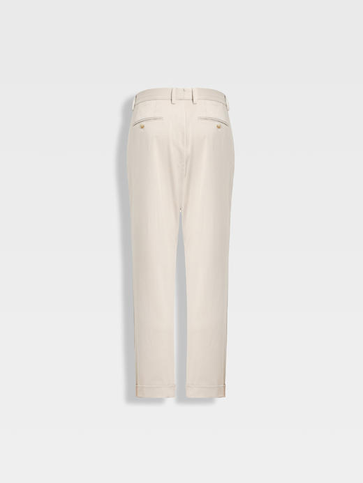 callisto安哥拉米色天丝棉混纺直筒收脚口休闲裤 商品图1