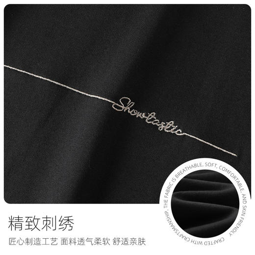 GXG男装【100%棉】春季时尚刺绣线条圆领休闲轻薄男式长袖T恤K&C 商品图2