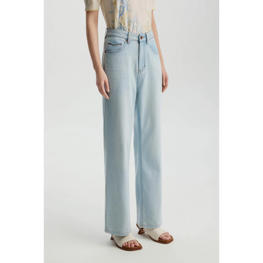 商场同款PURE TOUCH女装26春夏新款棉混纺牛仔裤高腰直筒复古长裤 商品图8