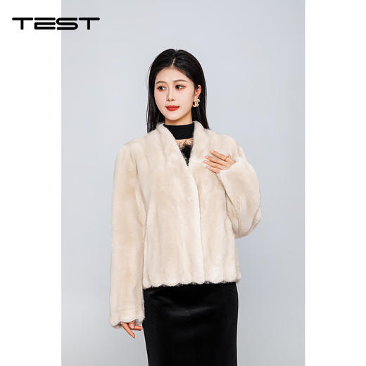 冬上新温柔米白仿皮草宽松保暖绒外套2254234 商品图0