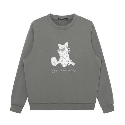 GXG男装【100%棉】春季卡通眼镜小猫情侣款圆领卫衣K&C 商品图8