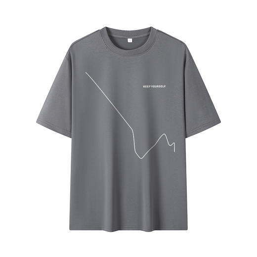 GXG男装【线条山岳】夏季新款简约时尚百搭情侣款纯棉圆领短袖T恤K&C 商品图9