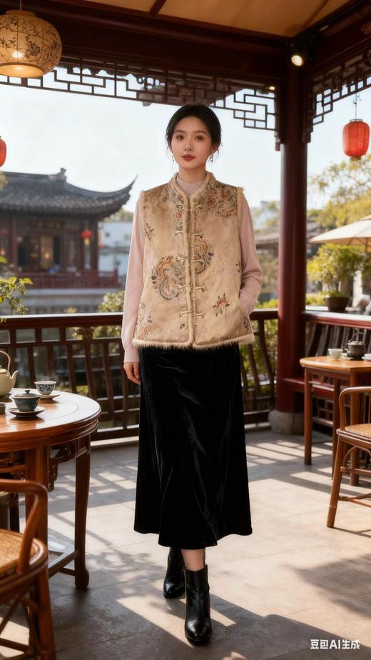 580093水貂边夹棉马甲 商品图2