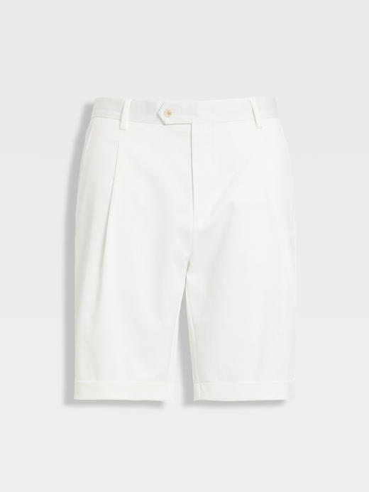 callisto白色天丝棉混纺直筒休闲短裤 商品图0