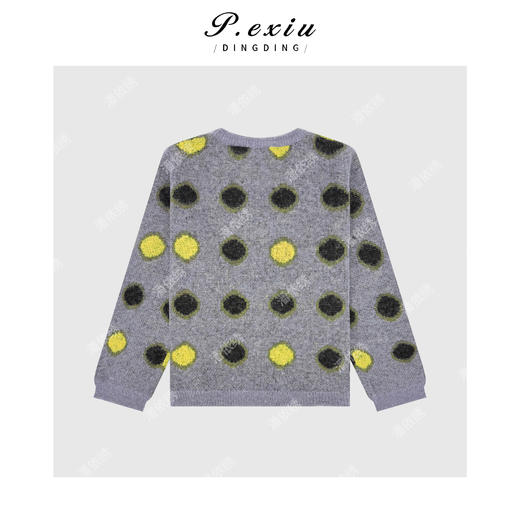 04-2潘依绣丁丁宠粉慵懒风撞色大波点长袖圆领针织毛衣Q58461 商品图1