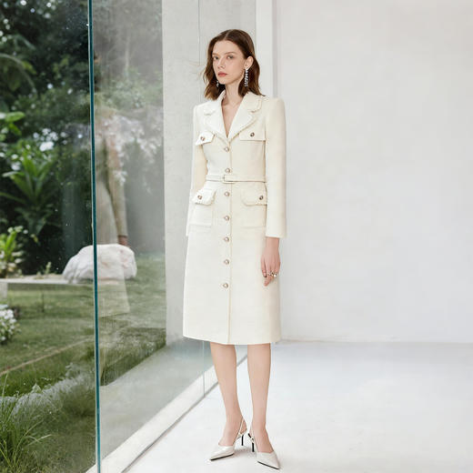 IWY/小香风粗花呢连衣裙女高级感西装裙显瘦通勤职业装工装裙WQ001-M 商品图2