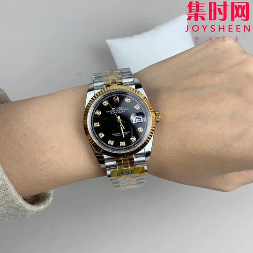 ARF劳力士日志型36mm 间金黑盘钻面 丹东3235机 五珠链 904L钢 男士腕表 小手腕福音 商品图8