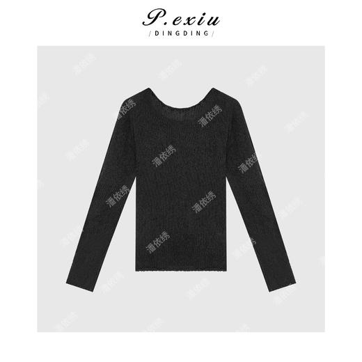 04-2潘依绣丁丁宠粉新款极简镂空圆领长袖针织上衣Q1623 商品图2