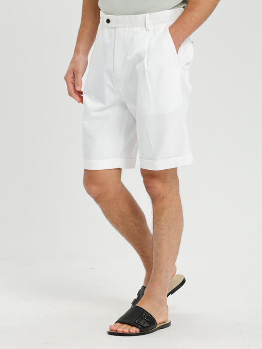 callisto白色天丝棉混纺直筒休闲短裤 商品图3