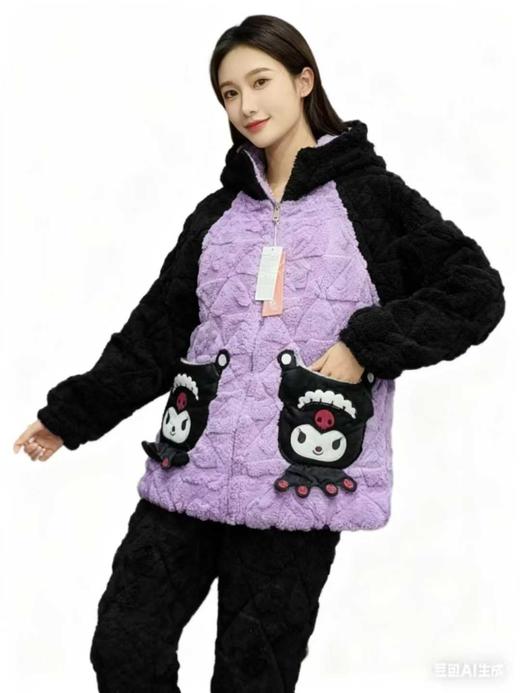 【YW】无忧购“清仓福利”秋冬季三层加厚珊瑚绒夹棉卡通可爱女士睡衣套装（截单后3-5天发货) 商品图2