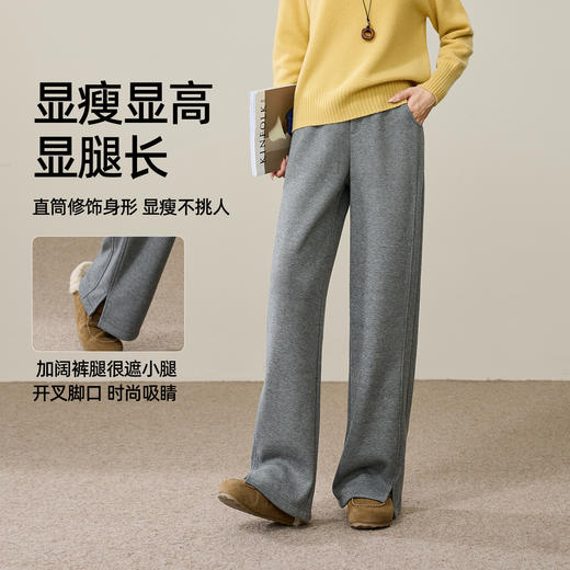 【捡漏亏本售！厚绒直筒裤】逸阳冬加绒加厚人字纹醋酸羊毛毛呢阔腿裤1827 商品图2